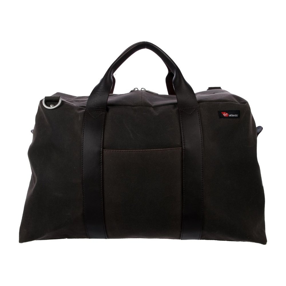 Jack Spade Dark Brown Canvas Duffel with Black Leather Trim - Virgin Atlantic
